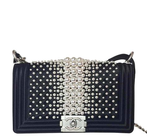 chanel pearl boy bag|chanel tote bag with pearls.